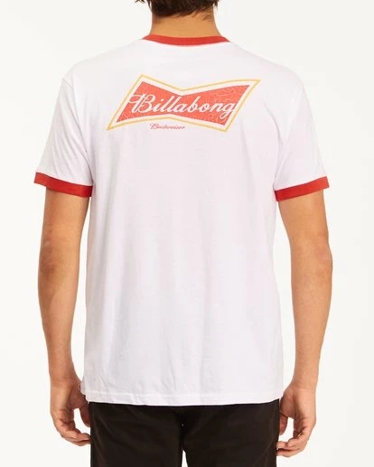 BILLABONG Budweiser Bow Ringer Short Sleeve T-Shirt WHITE 3 BILLABONG Budweiser Bow Ringer Short Sleeve T-Shirt WHITE - Image 3