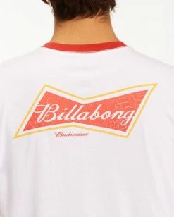 BILLABONG Budweiser Bow Ringer Short Sleeve T-Shirt WHITE 11 BILLABONG Budweiser Bow Ringer Short Sleeve T-Shirt WHITE -Mens Accessories Sales 2022 abyzt00585 billabongw wht dtl2 1