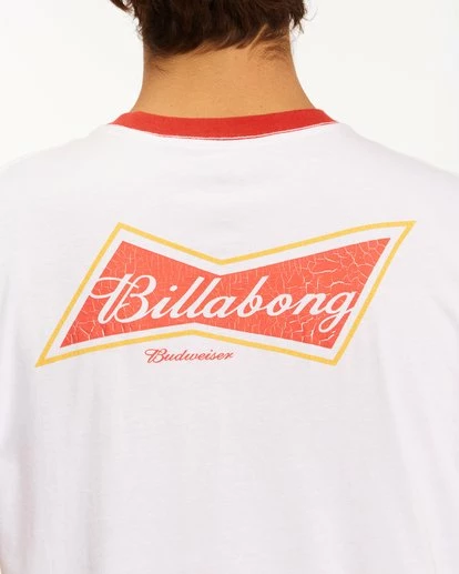 BILLABONG Budweiser Bow Ringer Short Sleeve T-Shirt WHITE 5 BILLABONG Budweiser Bow Ringer Short Sleeve T-Shirt WHITE - Image 5