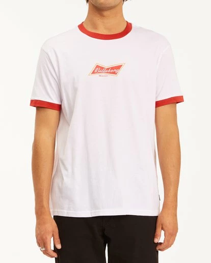 BILLABONG Budweiser Bow Ringer Short Sleeve T-Shirt WHITE 1 BILLABONG Budweiser Bow Ringer Short Sleeve T-Shirt WHITE