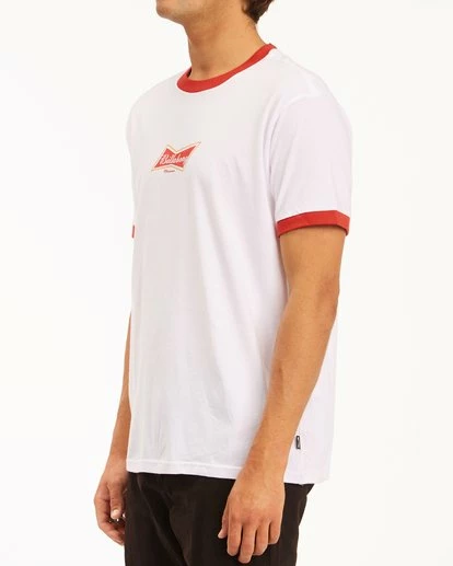 BILLABONG Budweiser Bow Ringer Short Sleeve T-Shirt WHITE 2 BILLABONG Budweiser Bow Ringer Short Sleeve T-Shirt WHITE - Image 2