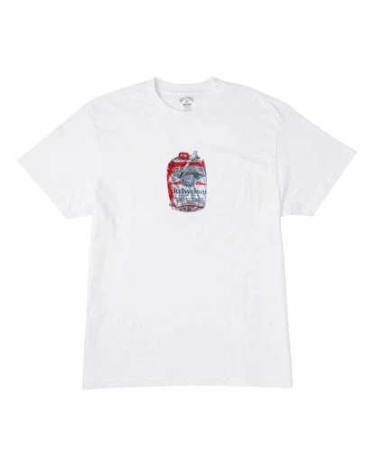 BILLABONG Budweiser Crusher Short Sleeve T-Shirt WHITE 7 BILLABONG Budweiser Crusher Short Sleeve T-Shirt WHITE - Image 7
