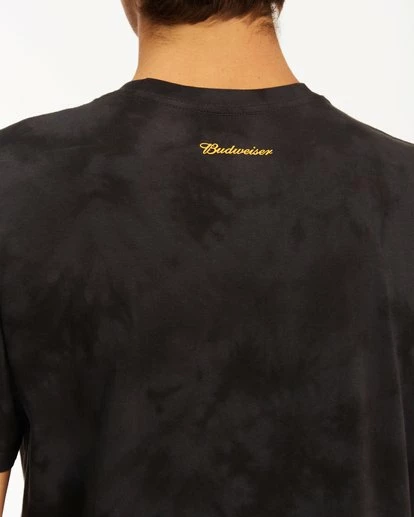 BILLABONG Budweiser Bow Tie-Dye Short Sleeve T-Shirt BLACK 5 BILLABONG Budweiser Bow Tie-Dye Short Sleeve T-Shirt BLACK - Image 5