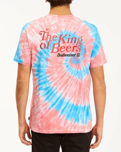 BILLABONG Budweiser King Of Beers Tie-Dye Short Sleeve T-Shirt WHITE 4 BILLABONG Budweiser King Of Beers Tie-Dye Short Sleeve T-Shirt WHITE - Image 4