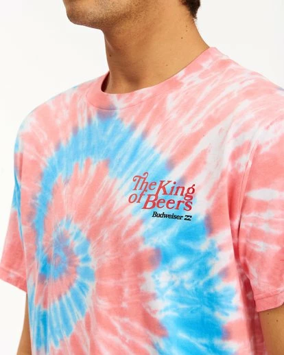 BILLABONG Budweiser King Of Beers Tie-Dye Short Sleeve T-Shirt WHITE 5 BILLABONG Budweiser King Of Beers Tie-Dye Short Sleeve T-Shirt WHITE - Image 5