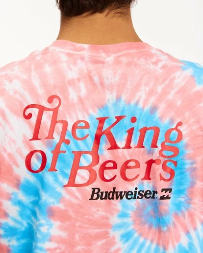 BILLABONG Budweiser King Of Beers Tie-Dye Short Sleeve T-Shirt WHITE 6 BILLABONG Budweiser King Of Beers Tie-Dye Short Sleeve T-Shirt WHITE - Image 6