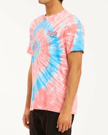 BILLABONG Budweiser King Of Beers Tie-Dye Short Sleeve T-Shirt WHITE 3 BILLABONG Budweiser King Of Beers Tie-Dye Short Sleeve T-Shirt WHITE - Image 3