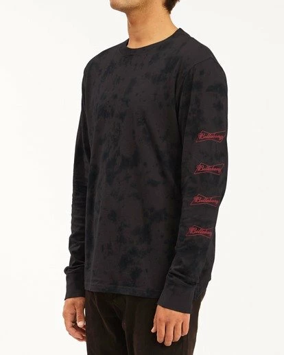 BILLABONG Budweiser Bow Tie-Dye Long Sleeve T-Shirt BLACK 2 BILLABONG Budweiser Bow Tie-Dye Long Sleeve T-Shirt BLACK - Image 2