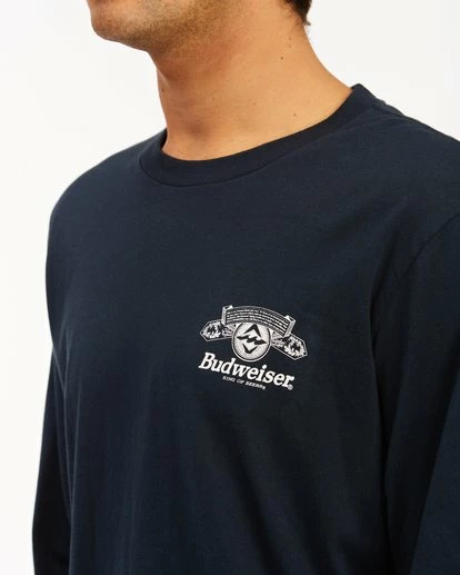 BILLABONG Budweiser Insignia Long Sleeve T-Shirt NAVY 5 BILLABONG Budweiser Insignia Long Sleeve T-Shirt NAVY - Image 5