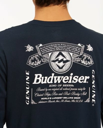 BILLABONG Budweiser Insignia Long Sleeve T-Shirt NAVY 6 BILLABONG Budweiser Insignia Long Sleeve T-Shirt NAVY - Image 6