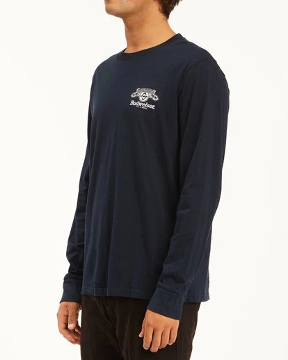 BILLABONG Budweiser Insignia Long Sleeve T-Shirt NAVY 3 BILLABONG Budweiser Insignia Long Sleeve T-Shirt NAVY - Image 3