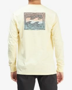 BILLABONG Crayon Wave Long Sleeve T-Shirt MELLOW YELLOW -Mens Accessories Sales 2022 abyzt00905 billabongw mly bck1 2
