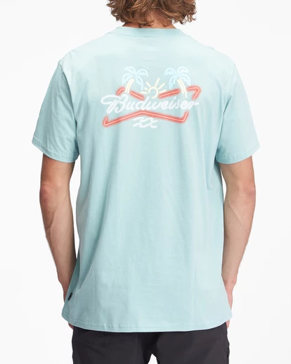 BILLABONG Budweiser Palm Neon Short Sleeve T-Shirt DARK OZONE 3 BILLABONG Budweiser Palm Neon Short Sleeve T-Shirt DARK OZONE - Image 3