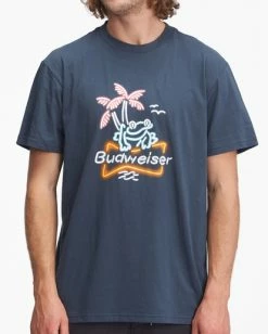 BILLABONG Budweiser Frog Neon Short Sleeve T-Shirt NAVY