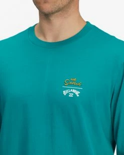 BILLABONG Simpsons Family Couch Organic Long Sleeve T-Shirt TEAL -Mens Accessories Sales 2022 abyzt01043 billabongw tea dtl1 1