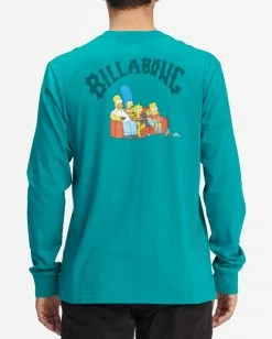 BILLABONG Simpsons Family Couch Organic Long Sleeve T-Shirt TEAL