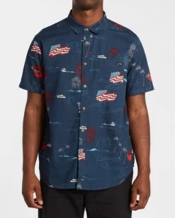 BILLABONG Sundays July Short Sleeve Shirt NAVY