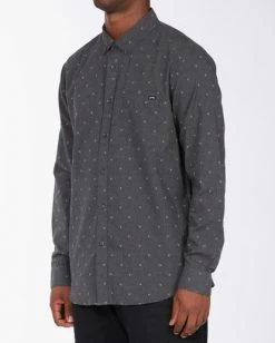 BILLABONG All Day Jacquard Long Sleeve Shirt BLACK -Mens Accessories Sales 2022 m5223baj billabongw blk sd1 1