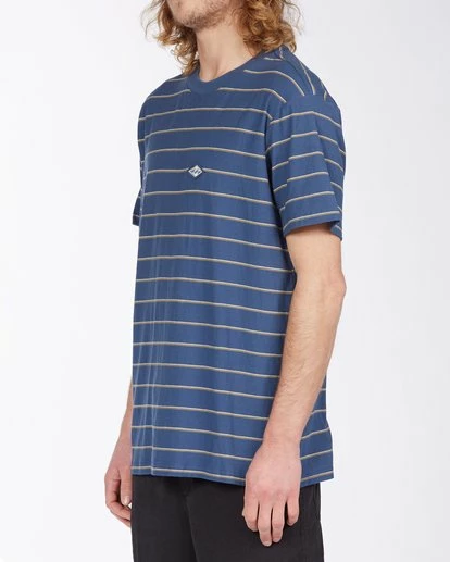 BILLABONG Die Cut Stripe Short Sleeve Crew T-Shirt DENIM BLUE 2 BILLABONG Die Cut Stripe Short Sleeve Crew T-Shirt DENIM BLUE - Image 2